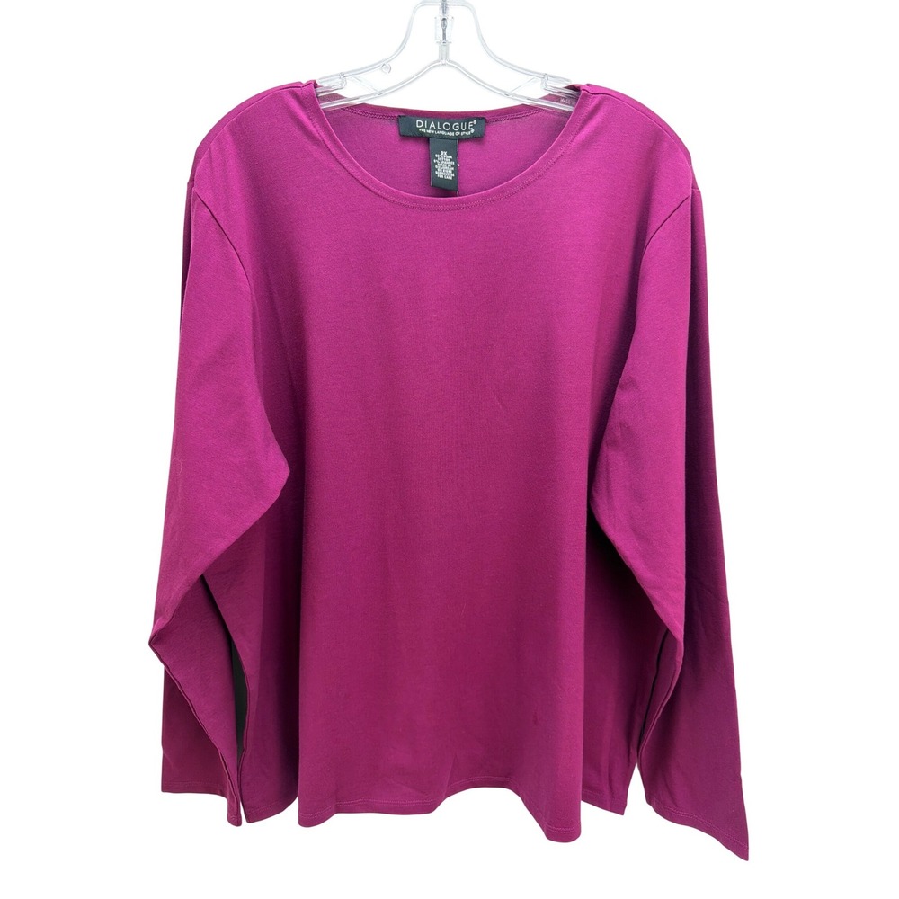 Dialogue Violet Pima Cotton Long Sleeve Top 2X Basic Staple Soft‎